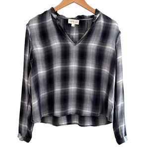 Anthropologie Women's Cloth and Stone Black & White Plaid Blouse Small